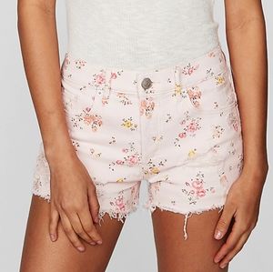 NWT Express High Waisted Floral Distressed Shorts